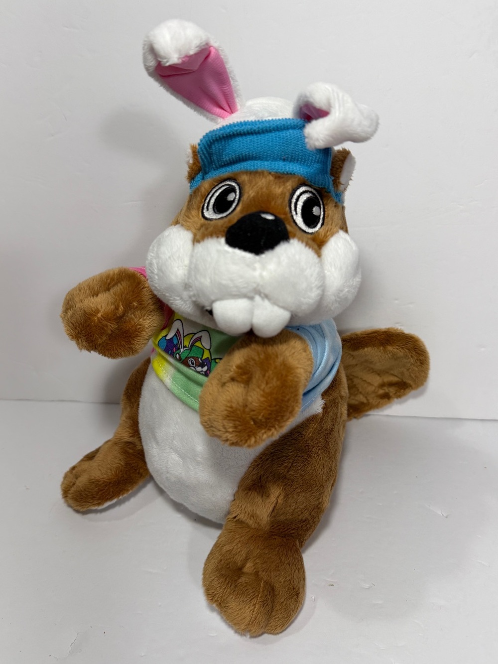 Buc-ees Easter Plush Beaver 12" Retro Tie Dye My Mind on Bunny Shirt 2023